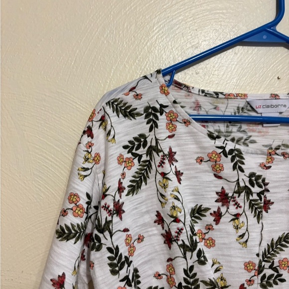 Liz Claiborne White Cream Tie Front Fitted Blouse - Picture 6 of 8